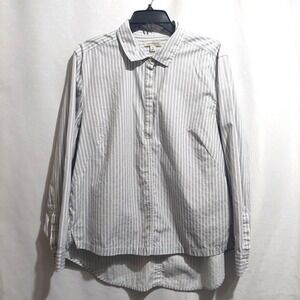 Calvin Klein Jeans Shirt Womens XL Gray Striped Snap Button Closure Long Sleeves
